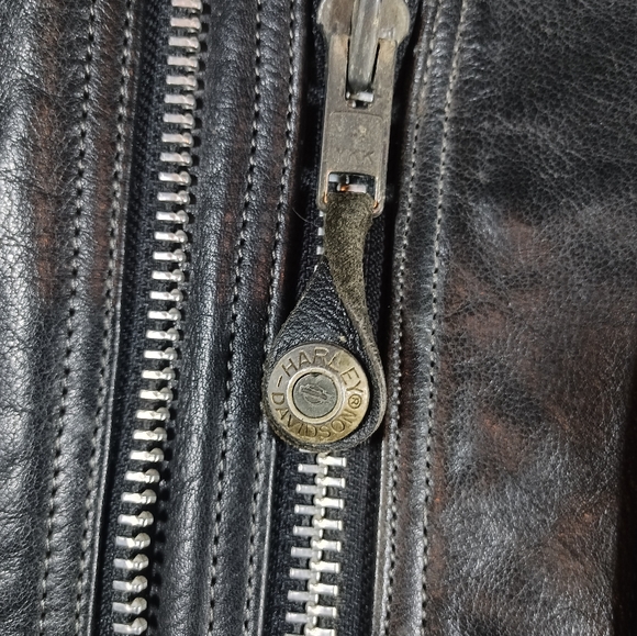 Vintage Harley Davidson Leather Jacket D Pocket Embroidered Double Zipper - Picture 6 of 15